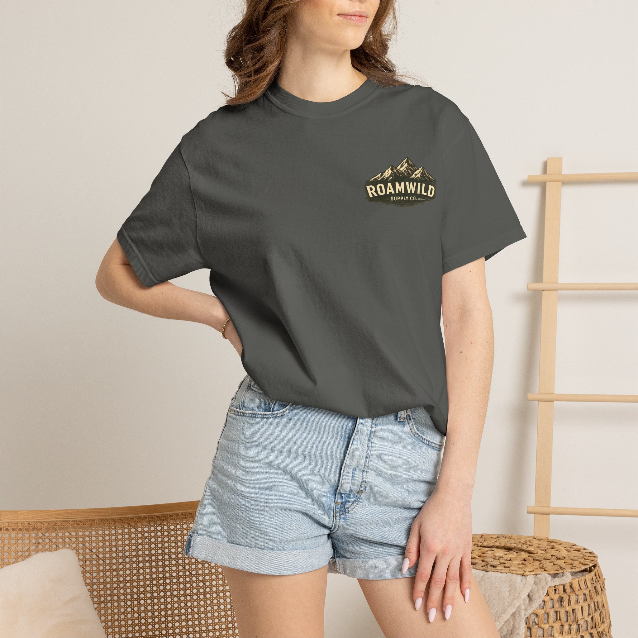 RoamWild Mountain Adventure T‑Shirt — 'Roam Far, Live Wild' Outdoor Graphic Tee