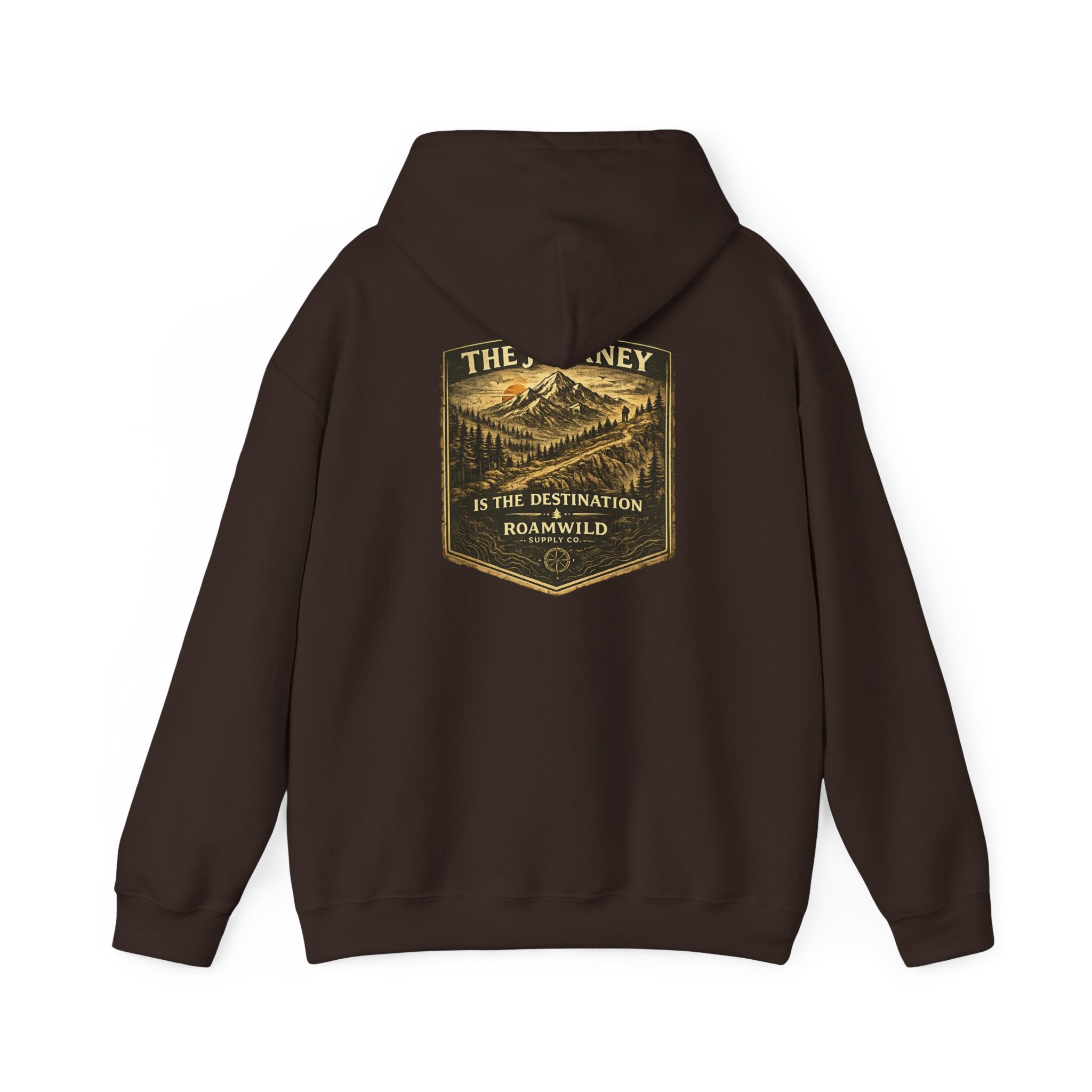 RoamWild Supply Co. Adventure Hoodie — "The Journey Is The Destination" Outdoor Pullover